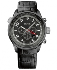 A monochromatic wonder from Hugo Boss that features global time, helping you become a man of the world. A monochromatic wonder from Hugo Boss that features global time, helping you become a man of the world.