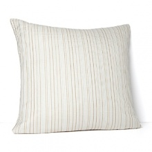 Luminous gold and silver stripes embroidery against a cream ground, this Hudson Park sham charms with a wavy modern texture. Luminous gold and silver stripes embroidery against a cream ground, this Hudson Park sham charms with a wavy modern texture.