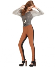 Colorblocking gets bold on Bar III's stretchy leggings. Create a chic retro-inspired look with platform pumps and a heathered tee, or wear them with a billowy tunic! Colorblocking gets bold on Bar III's stretchy leggings. Create a chic retro-inspired look with platform pumps and a heathered tee, or wear them with a billowy tunic!