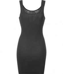 Stylish tank top in black ribbed cotton - Super-soft, machine washable material - Flattering wide scoop neckline - Extra-long, ultra-fitted silhouette - Hits mid-thigh - A genius basic ideal for layering beneath blazers and cardigans - Pair with denim or leather slim pants and style with scarves or colorful multi-strand necklaces Stylish tank top in black ribbed cotton - Super-soft, machine washable material - Flattering wide scoop neckline - Extra-long, ultra-fitted silhouette - Hits mid-thigh - A genius basic ideal for layering beneath blazers and cardigans - Pair with denim or leather slim pants and style with scarves or colorful multi-strand necklaces