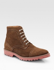 EXCLUSIVELY OURS. A rugged design in smooth Italian suede accented with perforated details.Cap toe Leather lining Padded insole Contrast rubber sole Made in Italy EXCLUSIVELY OURS. A rugged design in smooth Italian suede accented with perforated details.Cap toe Leather lining Padded insole Contrast rubber sole Made in Italy