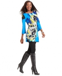 It's all about tunics this season! A bright print brings perks up this fab Style&co. top. Pair it with leggings and boots for a composed fall look. It's all about tunics this season! A bright print brings perks up this fab Style&co. top. Pair it with leggings and boots for a composed fall look.
