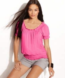 Give any outfit a boho-chic touch with INC's cute and comfortable peasant top! Give any outfit a boho-chic touch with INC's cute and comfortable peasant top!