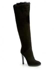 THE LOOKAlmond toeOver-the-knee pull-on stylePlush rabbit fur liningPadded insoleStacked heel 5 (125mm)Stacked platform, ½ (15mm)Compares to a 4½ heel (115mm)Shaft, 24Leg circumference, 17THE MATERIALSuede upperRabbit fur liningLeather soleORIGINMade in Italy THE LOOKAlmond toeOver-the-knee pull-on stylePlush rabbit fur liningPadded insoleStacked heel 5 (125mm)Stacked platform, ½ (15mm)Compares to a 4½ heel (115mm)Shaft, 24Leg circumference, 17THE MATERIALSuede upperRabbit fur liningLeather soleORIGINMade in Italy
