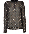 A glamorous take on Sunos sumptuous prints, this sequined polka dot top is a great way to add a playful twist to your chic cocktails look - High collarless neckline, long sleeves, metal zip at nape, sheer - Easy straight silhouette - Wear with statement printed pants and sky-high heels