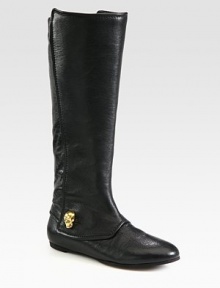 Must-have tall silhouette of paneled luxe leather, finished with an iconic skull adornment. Shaft, 15½Leg circumference, 15Leather upperPull-on styleLeather lining and solePadded insoleMade in ItalyOUR FIT MODEL RECOMMENDS ordering one half size up as this style runs small. Must-have tall silhouette of paneled luxe leather, finished with an iconic skull adornment. Shaft, 15½Leg circumference, 15Leather upperPull-on styleLeather lining and solePadded insoleMade in ItalyOUR FIT MODEL RECOMMENDS ordering one half size up as this style runs small.
