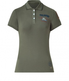 Amp up your casual look with this sporty polo from Parajumpers - Spread collar, front button half placket, front logo detail, back embroidered Crew lettering, slim fit - Pair with cropped jeans, a cashmere cardigan, and embellished ballet flats Amp up your casual look with this sporty polo from Parajumpers - Spread collar, front button half placket, front logo detail, back embroidered Crew lettering, slim fit - Pair with cropped jeans, a cashmere cardigan, and embellished ballet flats
