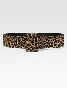 Animal print hair calf belt with a self-covered buckle. Width, about 3.75Made in Italy