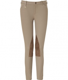 Bring some equestrian-inspired style to your look with these luxe figure-hugging riding pants from Polo Ralph Lauren - Flat front, belt loops, off-seam pockets, straight leg, patch details at inner knee and thigh, cropped silhouette - Pair with an oversized tee, a blazer, and heels