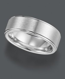 Comfortable and chic. Triton men's ring boasts a slightly rounded inside for a smooth fit, with a unique edged design. Crafted in cobalt. Approximate band width: 7-1/2 mm. Sizes 8-15. Comfortable and chic. Triton men's ring boasts a slightly rounded inside for a smooth fit, with a unique edged design. Crafted in cobalt. Approximate band width: 7-1/2 mm. Sizes 8-15.