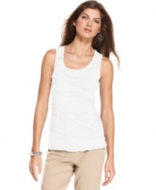 J Jones New York's textured tank top adds interest to separates. Check out the matching cardigan to make a chic twinset! J Jones New York's textured tank top adds interest to separates. Check out the matching cardigan to make a chic twinset!