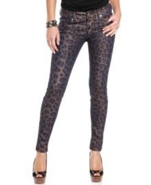 Go bold or go home! Eye-popping leopard print adds fierce attitude to these skinny jeans from Baby Phat! Go bold or go home! Eye-popping leopard print adds fierce attitude to these skinny jeans from Baby Phat!