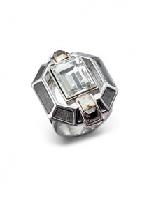 THE LOOKTextured octagon silhouetteFaceted Swarovski crystal detailsRhodium-plated settingTHE MEASUREMENTWidth, about 1Length, about 1.25ORIGINMade in USA THE LOOKTextured octagon silhouetteFaceted Swarovski crystal detailsRhodium-plated settingTHE MEASUREMENTWidth, about 1Length, about 1.25ORIGINMade in USA
