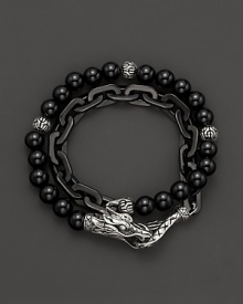 John Hardy Men's Naga Double Wrap Bracelet with Black Onyx John Hardy Men's Naga Double Wrap Bracelet with Black Onyx