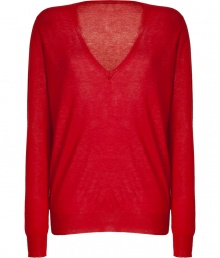 The classic cashmere pullover gets a bold makeover with this vibrant-hued version from Joseph - V-neck, long sleeves, lightweight, slim fit - Pair with skinny jeans, a pencil skirt, or cropped trousers