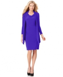Jones New York makes getting dressed easy with this fluid and flattering layered look dress.