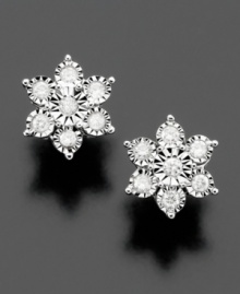 Always in season: versatile flower earrings with pretty round-cut diamonds (1/5 ct. t.w.) set in 14k white gold. Always in season: versatile flower earrings with pretty round-cut diamonds (1/5 ct. t.w.) set in 14k white gold.