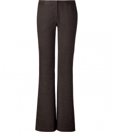 Sophisticated brown herringbone flared pants - Look effortlessly stylish in these wool-blend flared trousers - Slim and sleek silhouette and versatile style - Style with a boho-chic blouse and platform heels for update office wear - Try with a slim cashmere pullover and wedge heels Sophisticated brown herringbone flared pants - Look effortlessly stylish in these wool-blend flared trousers - Slim and sleek silhouette and versatile style - Style with a boho-chic blouse and platform heels for update office wear - Try with a slim cashmere pullover and wedge heels