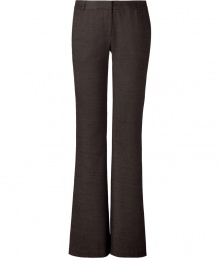 Sophisticated brown herringbone flared pants - Look effortlessly stylish in these wool-blend flared trousers - Slim and sleek silhouette and versatile style - Style with a boho-chic blouse and platform heels for update office wear - Try with a slim cashmere pullover and wedge heels