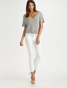 Brighten up your ensemble with white denim, tailored with a rise and slightly cropped at the ankle.THE FITFitted through hips and thighsRise, about 9¼Inseam, about 27THE DETAILSZip flyFive-pocket style98% cotton/2% elastaneMachine washMade in USA of Italian fabricModel shown is 5'9 (175cm) wearing US size 4. Brighten up your ensemble with white denim, tailored with a rise and slightly cropped at the ankle.THE FITFitted through hips and thighsRise, about 9¼Inseam, about 27THE DETAILSZip flyFive-pocket style98% cotton/2% elastaneMachine washMade in USA of Italian fabricModel shown is 5'9 (175cm) wearing US size 4.
