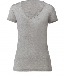 Stylish T-shirt made of fine, grey viscose - Very comfortable and light quality - With a feminine wide scoop neckline and short sleeves - Slim fitted at the waist - A dream basic, exactly what you are always looking for and need - Wear solo or as a layering piece - Fits with virtually all bottoms, a pant suit, shorts, a pleated skirt Stylish T-shirt made of fine, grey viscose - Very comfortable and light quality - With a feminine wide scoop neckline and short sleeves - Slim fitted at the waist - A dream basic, exactly what you are always looking for and need - Wear solo or as a layering piece - Fits with virtually all bottoms, a pant suit, shorts, a pleated skirt