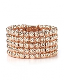 Officia Bernardi's laser cut 18 karat rose gold plated sterling silver ring glitters with luxe, diamond-like sparkle. Officia Bernardi's laser cut 18 karat rose gold plated sterling silver ring glitters with luxe, diamond-like sparkle.