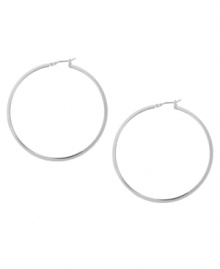 Don't mess with perfection. These traditional hoop earrings from Kenneth Cole New York are crafted in silver tone mixed metal with a click-top closure. Approximate diameter: 2 inches. Don't mess with perfection. These traditional hoop earrings from Kenneth Cole New York are crafted in silver tone mixed metal with a click-top closure. Approximate diameter: 2 inches.