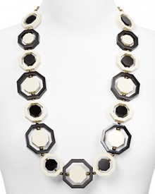 Tap into a mod-inspired mood with kate spade new york's black and white octogaonal necklace. The stunning style grooves with a bright mini and knee high-boots for complete retro flair. Tap into a mod-inspired mood with kate spade new york's black and white octogaonal necklace. The stunning style grooves with a bright mini and knee high-boots for complete retro flair.
