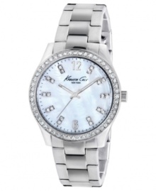 Upgrade a classic look with the shimmering crystals on Kenneth Cole New York's stunning steel watch.