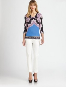 This fine-knit silk pullover is elevated by a paisley print and a prettily draped neckline.Cowl necklineThree-quarter sleevesSilkDry cleanMade in Italy of imported fabricModel shown is 5'10 (177cm) wearing US size 4. This fine-knit silk pullover is elevated by a paisley print and a prettily draped neckline.Cowl necklineThree-quarter sleevesSilkDry cleanMade in Italy of imported fabricModel shown is 5'10 (177cm) wearing US size 4.