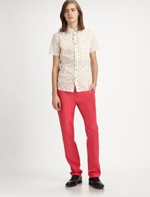 Allover heart and dot pattern adds character and touch of whimsy to this lightweight, button-down sportshirt.ButtonfrontChest patch pocketCottonMachine washImported