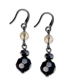 High-powered fashion, by Charter Club. These drop earrings turn up the energy with jet beads and clear accents. Crafted in hematite tone mixed metal. Approximate drop: 1-1/2 inches. High-powered fashion, by Charter Club. These drop earrings turn up the energy with jet beads and clear accents. Crafted in hematite tone mixed metal. Approximate drop: 1-1/2 inches.