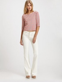 Sailor stripes give this boatneck tee a sailor-inspired look.BoatneckButtons at shoulderThree-quarter sleevesAbout 21 from shoulder to hemCottonMachine washImportedModel shown is 5'11 (180cm) wearing US size Small. Sailor stripes give this boatneck tee a sailor-inspired look.BoatneckButtons at shoulderThree-quarter sleevesAbout 21 from shoulder to hemCottonMachine washImportedModel shown is 5'11 (180cm) wearing US size Small.
