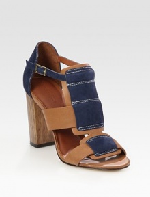 Smooth leather confection elevated by a rustic wooden heel, finished with suede trim and an adjustable ankle strap. Wooden heel, 4 (100mm)Leather and suede upperLeather lining and solePadded insoleImportedOUR FIT MODEL RECOMMENDS ordering true size. Smooth leather confection elevated by a rustic wooden heel, finished with suede trim and an adjustable ankle strap. Wooden heel, 4 (100mm)Leather and suede upperLeather lining and solePadded insoleImportedOUR FIT MODEL RECOMMENDS ordering true size.