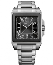 Ageless sophistication in structured steel: a dress timepiece from Hugo Boss.