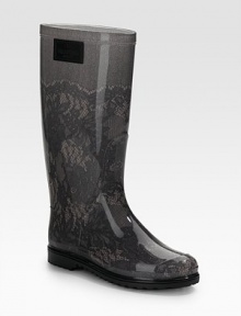 Pretty lace-patterned rainwear with logo detail at the top.Rubber heel, 1 (25mm) Shaft, 12½ Leg circumference, 15 Rubber upper with printed cotton lining Padded insole Rubber sole Made in ItalyOUR FIT MODEL RECOMMENDS ordering true whole size; ½ sizes should order the next whole size up. Pretty lace-patterned rainwear with logo detail at the top.Rubber heel, 1 (25mm) Shaft, 12½ Leg circumference, 15 Rubber upper with printed cotton lining Padded insole Rubber sole Made in ItalyOUR FIT MODEL RECOMMENDS ordering true whole size; ½ sizes should order the next whole size up.