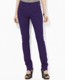 Rendered in sleek stretch cotton, Lauren Ralph Lauren's elegant pant is crafted with a slim straight leg and equestrian-inspired details. (Clearance) Rendered in sleek stretch cotton, Lauren Ralph Lauren's elegant pant is crafted with a slim straight leg and equestrian-inspired details. (Clearance)