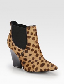 A strong stacked heel lifts this feline-inspired ankle boot of leopard-print calf hair, with leather trim and easy elastic panels. Stacked heel, 3¾ (95mm)Leopard-print calf hair upper with leather trim and side elastic panelsPull-on styleLeather lining and solePadded insoleImported A strong stacked heel lifts this feline-inspired ankle boot of leopard-print calf hair, with leather trim and easy elastic panels. Stacked heel, 3¾ (95mm)Leopard-print calf hair upper with leather trim and side elastic panelsPull-on styleLeather lining and solePadded insoleImported