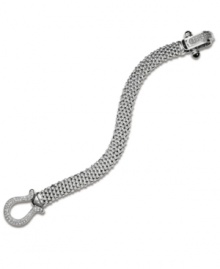Wrap your wrists in something luxurious. This elegant bracelet pairs intricately-woven sterling silver mesh with a sparkling diamond horseshoe clasp (5/8 ct. t.w.) to create a look of optimum elegance. Approximate length: 7-1/2 inches. Wrap your wrists in something luxurious. This elegant bracelet pairs intricately-woven sterling silver mesh with a sparkling diamond horseshoe clasp (5/8 ct. t.w.) to create a look of optimum elegance. Approximate length: 7-1/2 inches.