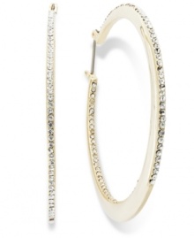 Hoop earrings get a sparkling infusion in this pair from Lauren by Ralph Lauren. Czech stones and gold-tone details add luster. Earrings feature a click-it closure. Approximate diameter: 2 inches. Approximate drop: 2 inches. Hoop earrings get a sparkling infusion in this pair from Lauren by Ralph Lauren. Czech stones and gold-tone details add luster. Earrings feature a click-it closure. Approximate diameter: 2 inches. Approximate drop: 2 inches.