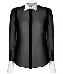 With its crisp white cotton cuffs and collar, Valentinos sheer silk shirt lends a luxe sartorial edge to any outfit - Cutaway collar, fold-up buttoned cuffs, hidden front button placket - Loosely tailored fit - Opt for a menswear-inspired look with tailored trousers, lace-ups and a tuxedo blazer With its crisp white cotton cuffs and collar, Valentinos sheer silk shirt lends a luxe sartorial edge to any outfit - Cutaway collar, fold-up buttoned cuffs, hidden front button placket - Loosely tailored fit - Opt for a menswear-inspired look with tailored trousers, lace-ups and a tuxedo blazer