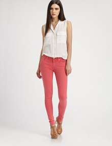 Your favorite hue of super-skinny stretch denim hugs your curves in all the right places.THE FITRise, about 8Inseam, about 30THE DETAILSZip flyFive-pocket style67% cotton/29% polyester/4% LycraMachine washMade in USA of imported fabricModel shown is 5'9 (175cm) wearing US size 4. Your favorite hue of super-skinny stretch denim hugs your curves in all the right places.THE FITRise, about 8Inseam, about 30THE DETAILSZip flyFive-pocket style67% cotton/29% polyester/4% LycraMachine washMade in USA of imported fabricModel shown is 5'9 (175cm) wearing US size 4.