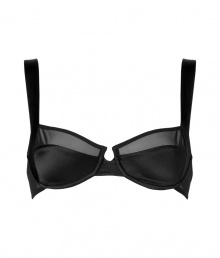 Bring instant sex appeal to any look with this semi-sheer bra from Kiki de Montparnasse - Underwire, thick adjustable straps, soft cups with sheer cut-out, back hook and eye closure - Style with a low cut blouse or pair with matching panties for stylish lounging Bring instant sex appeal to any look with this semi-sheer bra from Kiki de Montparnasse - Underwire, thick adjustable straps, soft cups with sheer cut-out, back hook and eye closure - Style with a low cut blouse or pair with matching panties for stylish lounging
