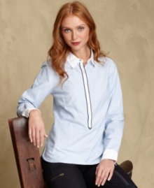 A crisp shirt and henley top combine to create a versatile look from Tommy Hilfiger. A crisp shirt and henley top combine to create a versatile look from Tommy Hilfiger.