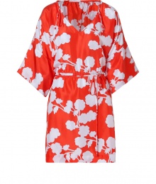 Luxe caftan in fine, pure printed silk - Supremely soft, lightweight material - Chic, red and white floral motif - Deep v-neck and wide, 3/4 sleeves - Gathered, drawstring waist and tie detail at shoulders - Relaxed cut, hits mid-thigh - Perfect for the beach, holidays and leisure - Pair with a bikini, flat sandals or wedges and a raffia tote Luxe caftan in fine, pure printed silk - Supremely soft, lightweight material - Chic, red and white floral motif - Deep v-neck and wide, 3/4 sleeves - Gathered, drawstring waist and tie detail at shoulders - Relaxed cut, hits mid-thigh - Perfect for the beach, holidays and leisure - Pair with a bikini, flat sandals or wedges and a raffia tote