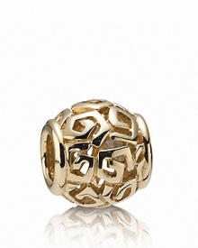 Angular spiral lines adorn this gleaming 14K gold PANDORA charm. Angular spiral lines adorn this gleaming 14K gold PANDORA charm.
