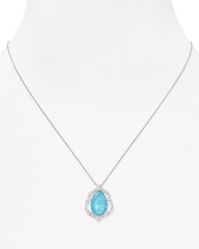 Inspired by the simplicity of colored gem stones, Nadri's crystal-rimmed pendant necklace is an eye-catching adornment that you'll wear now and treasure forever. Inspired by the simplicity of colored gem stones, Nadri's crystal-rimmed pendant necklace is an eye-catching adornment that you'll wear now and treasure forever.