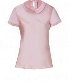 With its sweet round collar and glistening silk-satin, Steffen Schrauts short sleeve top is workweek essential packed with pairing possibilities - Round collar, short sleeves, slit with button closure at nape - Softly tailored fit - Wear with a pencil skirt and heels, or dress down with skinny jeans and your favorite flats