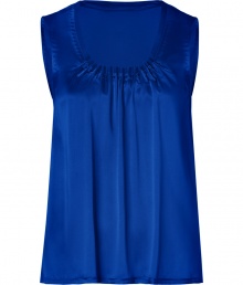 Build the foundations of your chic layering staples with Steffen Schrauts satin-silk top, detailed with contemporary oversized stitching for a flattering, feminine look - Scoop neckline with tonal grosgrain trim, gathered front with oversized stitch detailing, sleeveless, longer back - Loosely draped fit - Wear with a pencil skirt and heels, or dress down with skinny jeans and your favorite flats Build the foundations of your chic layering staples with Steffen Schrauts satin-silk top, detailed with contemporary oversized stitching for a flattering, feminine look - Scoop neckline with tonal grosgrain trim, gathered front with oversized stitch detailing, sleeveless, longer back - Loosely draped fit - Wear with a pencil skirt and heels, or dress down with skinny jeans and your favorite flats