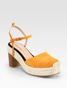 Enhance your sun-soaked adventures with this suede essential, equipped with a slingback strap and timeless espadrille trim. Stacked heel with hemp trim, 3½ (90mm)Hemp platform, 1 (25mm)Compares to a 2½ heel (65mm)Suede upperLeather lining and solePadded insoleImportedOUR FIT MODEL RECOMMENDS ordering true whole size; ½ sizes should order the next whole size up. Enhance your sun-soaked adventures with this suede essential, equipped with a slingback strap and timeless espadrille trim. Stacked heel with hemp trim, 3½ (90mm)Hemp platform, 1 (25mm)Compares to a 2½ heel (65mm)Suede upperLeather lining and solePadded insoleImportedOUR FIT MODEL RECOMMENDS ordering true whole size; ½ sizes should order the next whole size up.